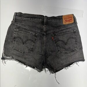 Levi's 501 Blackwashed Frayed Hem Denim Cutoff Shorts